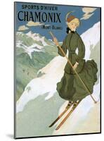 Retro Skiing Poster-null-Mounted Art Print