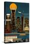 Retro Skyline - Nashville, Tennessee (no text)-Lantern Press-Stretched Canvas