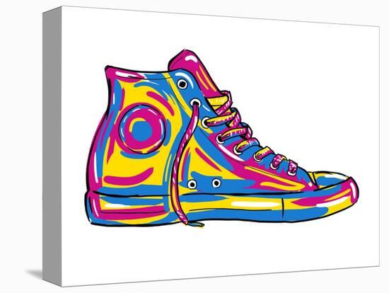 Retro Sneakers Hand Drawn and Hand Painted-pelonmaker-Stretched Canvas