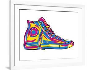Retro Sneakers Hand Drawn and Hand Painted-pelonmaker-Framed Art Print