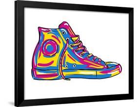 Retro Sneakers Hand Drawn and Hand Painted-pelonmaker-Framed Art Print