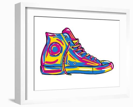 Retro Sneakers Hand Drawn and Hand Painted-pelonmaker-Framed Art Print