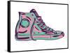 Retro Sneakers Hand Drawn and Hand Painted-pelonmaker-Framed Stretched Canvas