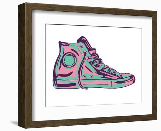 Retro Sneakers Hand Drawn and Hand Painted-pelonmaker-Framed Art Print