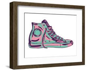 Retro Sneakers Hand Drawn and Hand Painted-pelonmaker-Framed Art Print