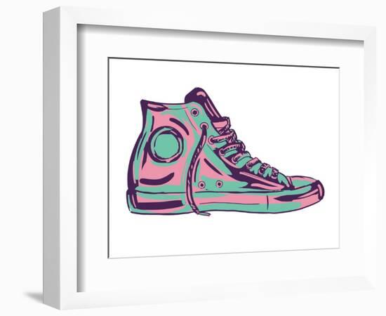 Retro Sneakers Hand Drawn and Hand Painted-pelonmaker-Framed Art Print