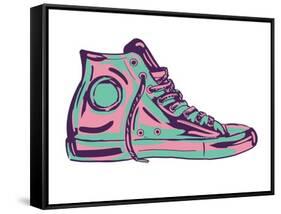 Retro Sneakers Hand Drawn and Hand Painted-pelonmaker-Framed Stretched Canvas