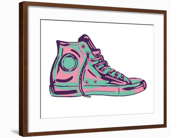 Retro Sneakers Hand Drawn and Hand Painted-pelonmaker-Framed Art Print