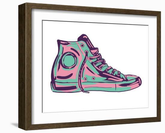 Retro Sneakers Hand Drawn and Hand Painted-pelonmaker-Framed Art Print