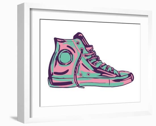 Retro Sneakers Hand Drawn and Hand Painted-pelonmaker-Framed Art Print