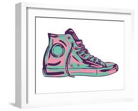 Retro Sneakers Hand Drawn and Hand Painted-pelonmaker-Framed Art Print