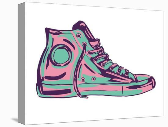 Retro Sneakers Hand Drawn and Hand Painted-pelonmaker-Stretched Canvas