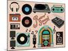 Retro Sound - Set of Music-Related Objects and Clip Art, including Vintage Gramophones, Juke Box, W-LanaN-Mounted Art Print