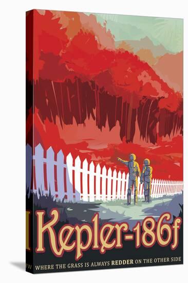 Retro Space Poster of Kepler-186F-null-Stretched Canvas