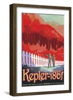 Retro Space Poster of Kepler-186F-null-Framed Art Print