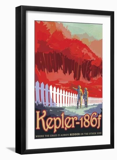 Retro Space Poster of Kepler-186F-null-Framed Art Print