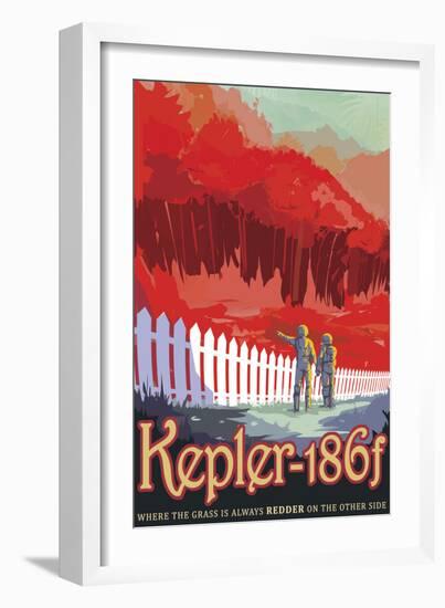 Retro Space Poster of Kepler-186F-null-Framed Art Print