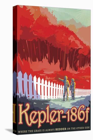 Retro Space Poster of Kepler-186F-null-Stretched Canvas