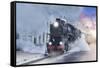 Retro Steam Train.-Breev Sergey-Framed Stretched Canvas