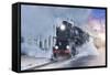 Retro Steam Train.-Breev Sergey-Framed Stretched Canvas