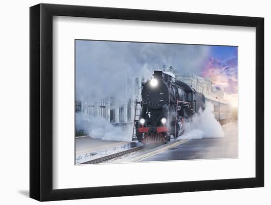 Retro Steam Train.-Breev Sergey-Framed Photographic Print