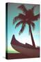 Retro Style Canoe and Palm Tree-Mr Doomits-Stretched Canvas