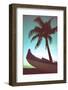 Retro Style Canoe and Palm Tree-Mr Doomits-Framed Photographic Print