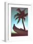 Retro Style Canoe and Palm Tree-Mr Doomits-Framed Photographic Print