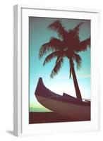 Retro Style Canoe and Palm Tree-Mr Doomits-Framed Photographic Print