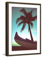 Retro Style Canoe and Palm Tree-Mr Doomits-Framed Photographic Print