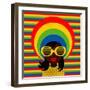 Retro Style Girl With Sunglasses-UltraPop-Framed Art Print