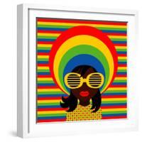 Retro Style Girl With Sunglasses-UltraPop-Framed Art Print