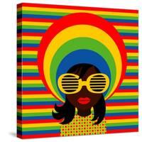 Retro Style Girl With Sunglasses-UltraPop-Stretched Canvas