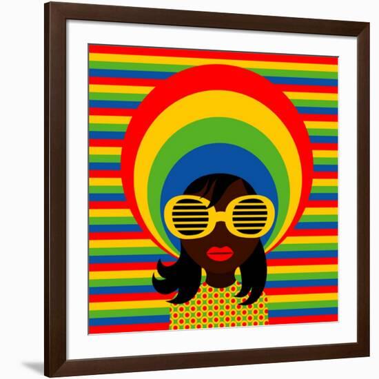 Retro Style Girl With Sunglasses-UltraPop-Framed Art Print