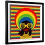 Retro Style Girl With Sunglasses-UltraPop-Framed Art Print