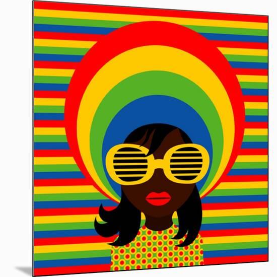 Retro Style Girl With Sunglasses-UltraPop-Mounted Art Print