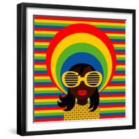 Retro Style Girl With Sunglasses-UltraPop-Framed Premium Giclee Print