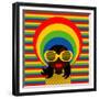 Retro Style Girl With Sunglasses-UltraPop-Framed Premium Giclee Print