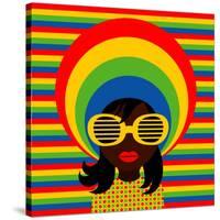 Retro Style Girl With Sunglasses-UltraPop-Stretched Canvas