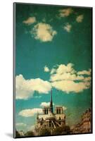 Retro Style Notre Dame Cathedral in Paris France (French for Our Lady of Paris)-ilolab-Mounted Photographic Print