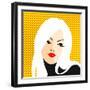 Retro Style Portrait of a Young Blonde Woman-Alena Kozlova-Framed Art Print