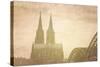 Retro Style View of Gothic Cathedral in Cologne, Germany-ilolab-Stretched Canvas