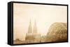 Retro Style View of Gothic Cathedral in Cologne, Germany-ilolab-Framed Stretched Canvas