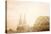 Retro Style View of Gothic Cathedral in Cologne, Germany-ilolab-Stretched Canvas