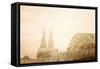 Retro Style View of Gothic Cathedral in Cologne, Germany-ilolab-Framed Stretched Canvas