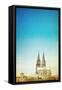 Retro Style View of Gothic Cathedral in Cologne, Germany-ilolab-Framed Stretched Canvas