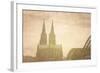 Retro Style View of Gothic Cathedral in Cologne, Germany-ilolab-Framed Photographic Print