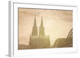 Retro Style View of Gothic Cathedral in Cologne, Germany-ilolab-Framed Photographic Print