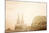 Retro Style View of Gothic Cathedral in Cologne, Germany-ilolab-Mounted Photographic Print