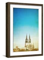 Retro Style View of Gothic Cathedral in Cologne, Germany-ilolab-Framed Photographic Print